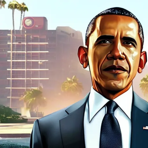 Prompt: Obama on the GTA V loading screen