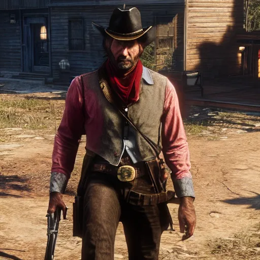 Image similar to raph fiennes stars as uncle in the playstation 4 video game red dead redemption 2, high quality screenshot