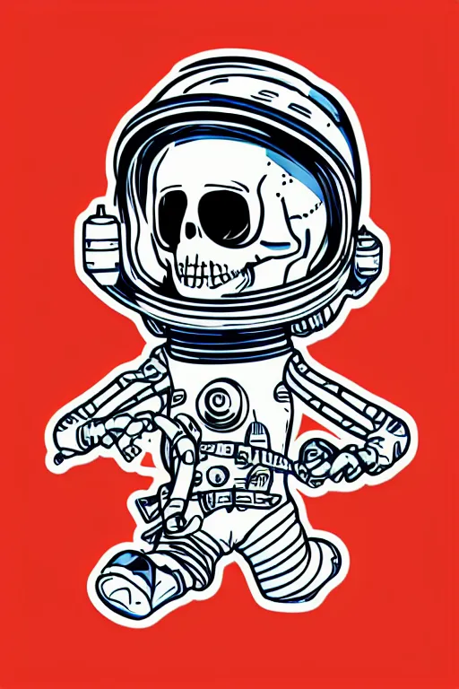 Image similar to A portrait of a skeleton as an astronaut on the moon, sticker, colorful, illustration, highly detailed, smooth and clean vector curves, no jagged lines, vector art, smooth