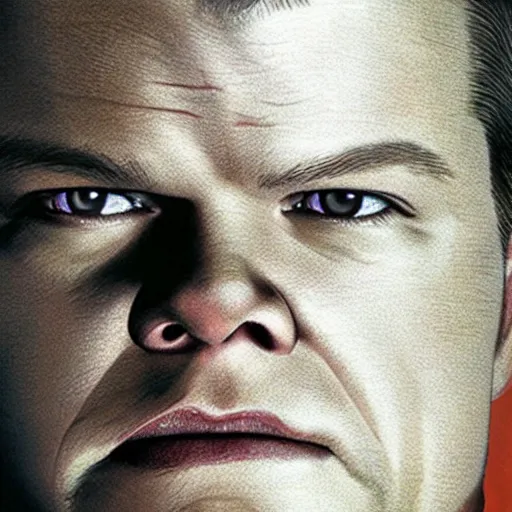 Image similar to matt damon as demon, high detail