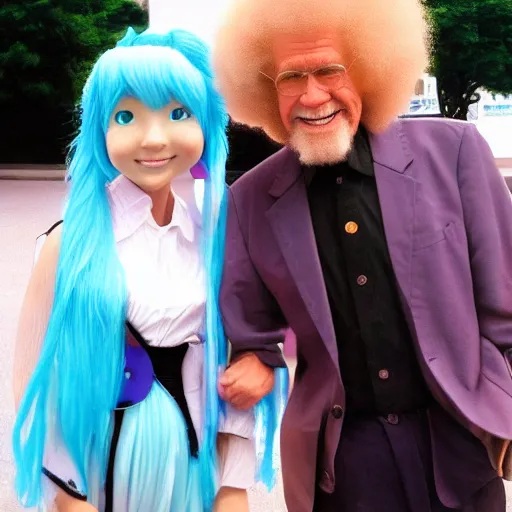 Prompt: bob Ross and Hatsune Miku