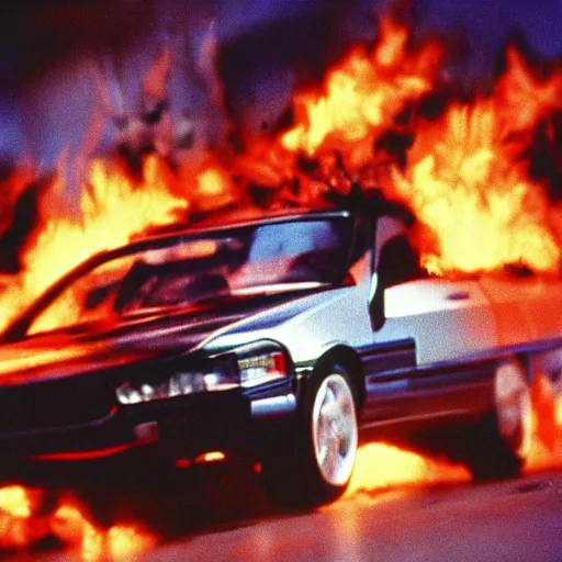 Image similar to film still from the 1995 movie 'Future Ignition'. Exciting action scene. Sigma 85mm f/8