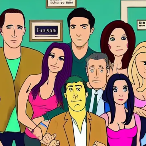 Prompt: the cast of friends on an episode of bojack horseman