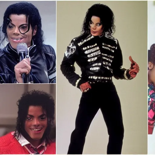 Image similar to Black Michael Jackson playing Jesse Katsopolis from Full House,8k,