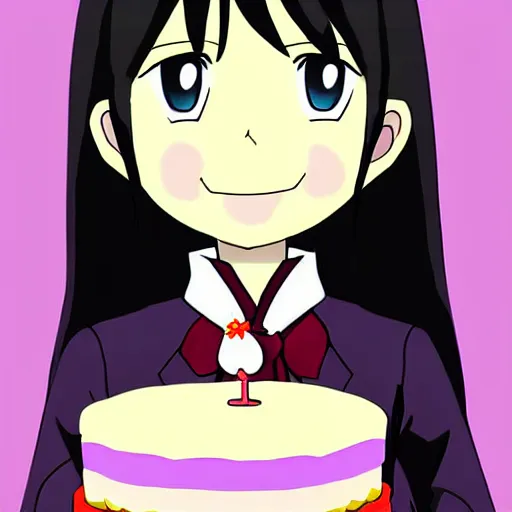 Image similar to Tomoko Kuroki eating a birthday cake, anime fan art