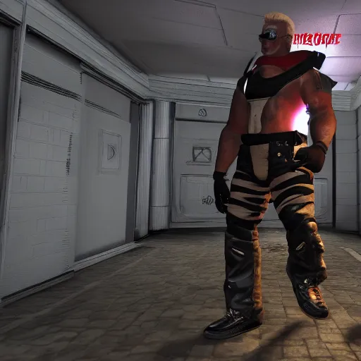 Prompt: duke nukem as a model inside source engine