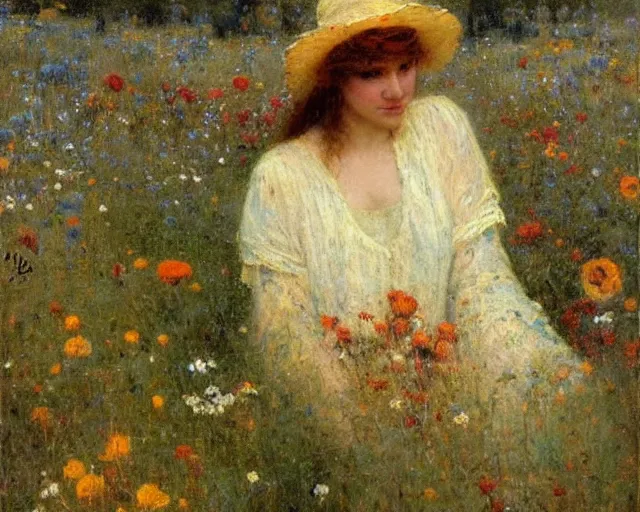 Prompt: wildflowers, gaston bussiere