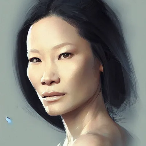 Image similar to “ portrait of lucy liu by greg rutkowski, young, attractive, highly detailed portrait, scifi, digital painting, artstation, concept art, smooth, sharp foccus ilustration, artstation hq ”