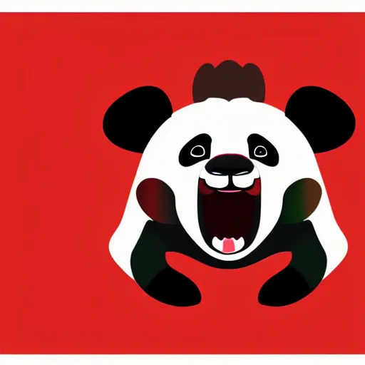 Image similar to vector art of panda with welsh dragon wings and tail, intercrossed, chimera, welsh flag, adobe illustrator