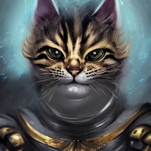 Prompt: Portrait of a baby cat as Emperor of Mankind, wh40k, elegant, digital painting, highly detailed, fantasy, artstation, concept art, smooth, sharp focus, illustration