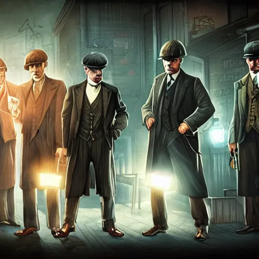 Prompt: peaky blinders in shadowrun, 4 k, detailed, shadowrun