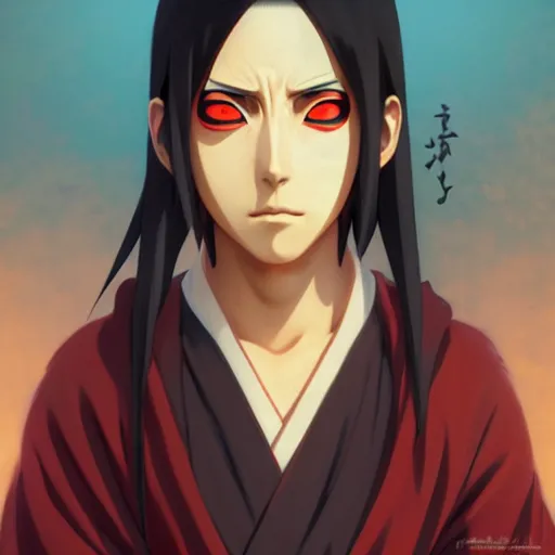 Digital art of a female uchiha character with sharingan