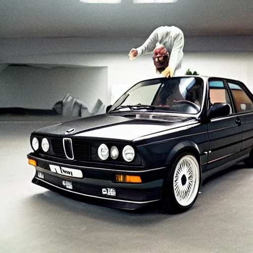 Image similar to evil Jason Stethem holds in his arms BMW e30