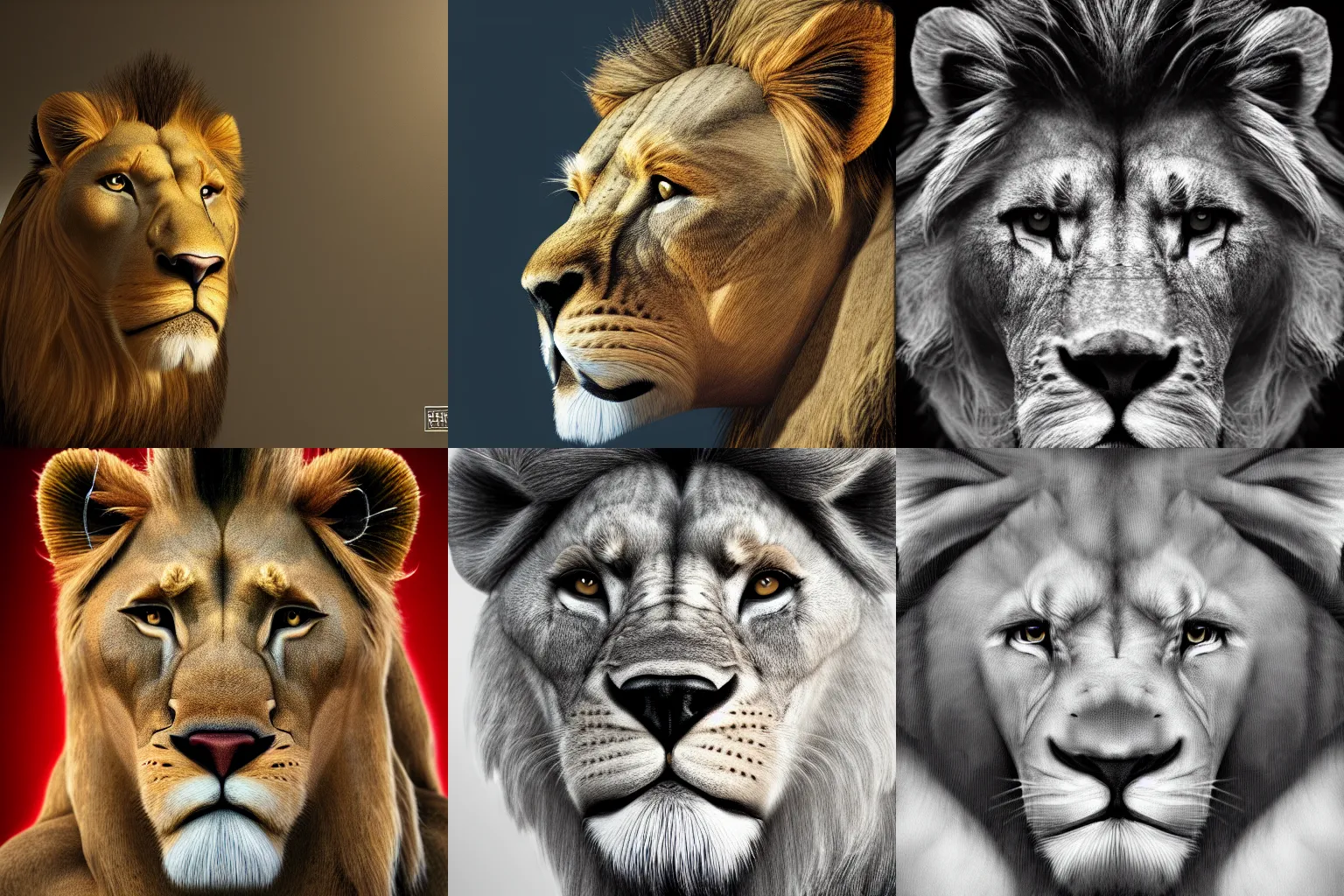 Prompt: portrait of a business lion, super detailed, hyper realism, sharp focus, stylized, boxart, octane, medium shot