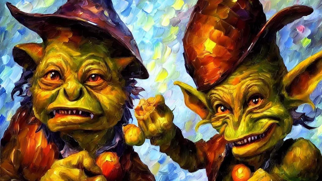 Prompt: A beautiful, highly detailed, very realistic oil painting of a goblin oil painting by Afremov.