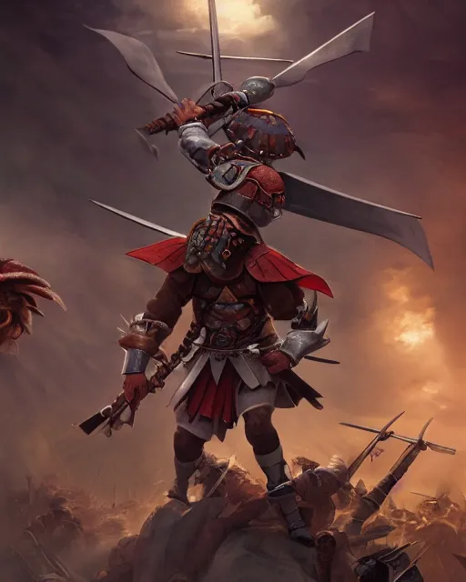 Image similar to ultrarealistic illustration of a spanish conquistador in battle, symmetrical, by daniel zrom and mingchen shen, studio ghibli color scheme, detailed, handsome, anatomy, sharp focus, photography, magic : the gathering, octane, cinematic lighting