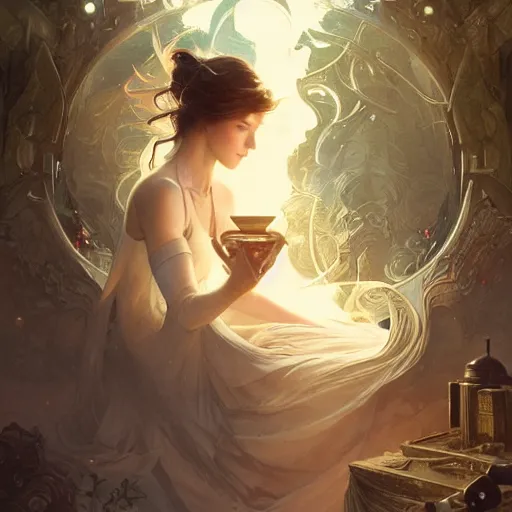 Prompt: the way is the harmony of the universe, fantasy, fantasy magic, dark light night, intricate, elegant, sharp focus, illustration, highly detailed, digital painting, concept art, matte, art by wlop and artgerm and greg rutkowski and alphonse mucha, masterpiece