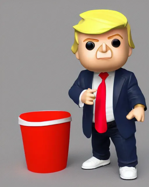 Image similar to full body 3 d render of baby chubby donald trump as a funko pop, studio lighting, white background, blender, trending on artstation, 8 k, highly detailed