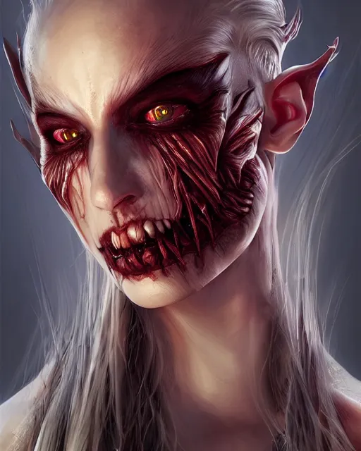 Image similar to headshot portrait of nightmare queen inspired by anatomy, detailed, textured, realistic, unreal engine, cgsociety, cinematic lighting, concept art