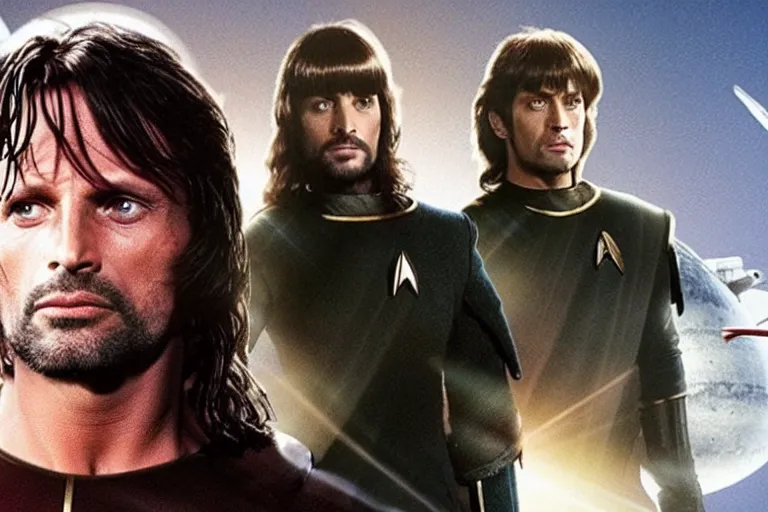 Image similar to Aragorn is the captain of the starship Enterprise in the new Star Trek movie