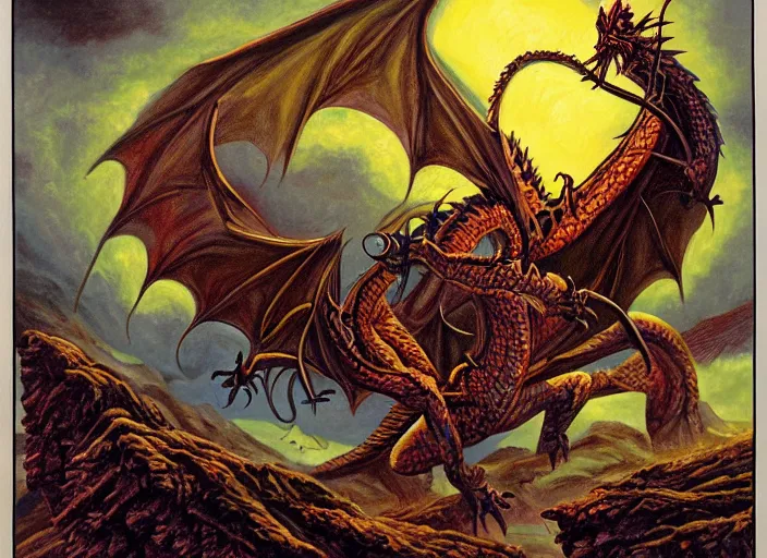 Prompt: a painting of a dragon by larry elmore