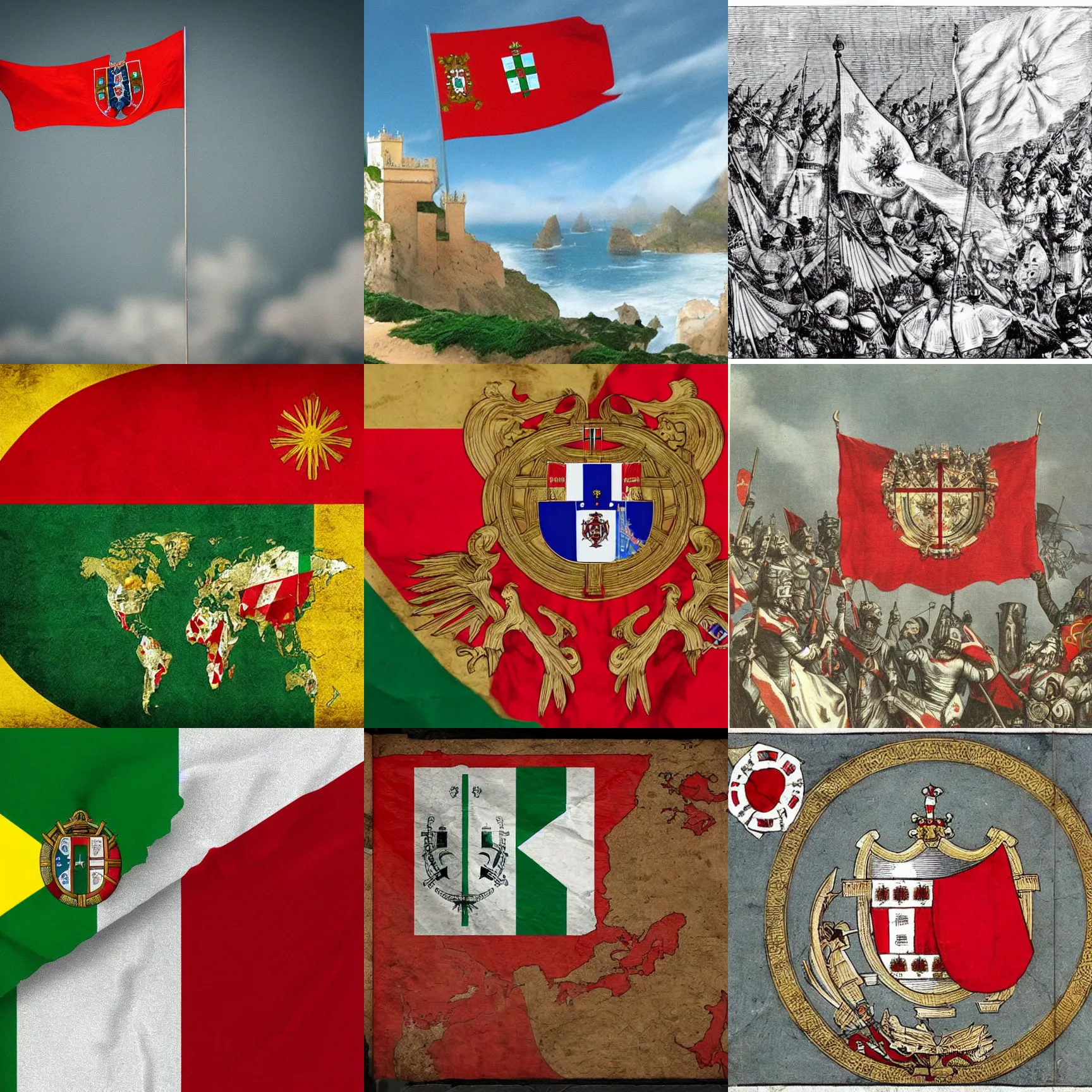 Prompt: portugal conquering the world, with the flag of portugal being shown