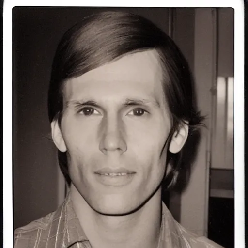 Image similar to A photograph portrait of Jerma985 with short-medium length hair a combover wearing early 1970s menswear in the early 1970s, taken in the early 1970s, grainy, taken on a 1970s Polaroid Camera, realistic, hyperrealistic, very realistic, highly detailed, very detailed, extremely detailed, detailed, digital art, trending on artstation, colorized photo