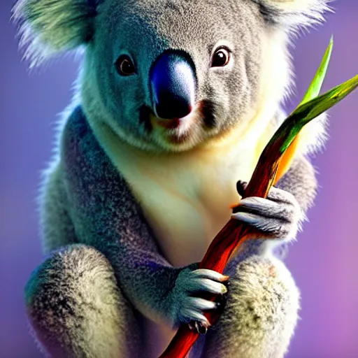 Image similar to a beautiful koala as polished leeloo cosplay, weta disney pixar movie still photo hi - fructose scifi decadent highly - detailed digital painting mucha loish wlop artgerm, octane render