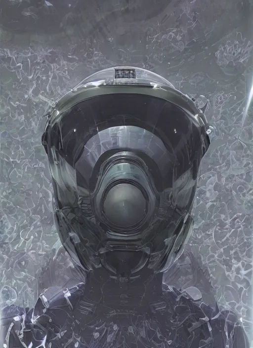 Image similar to astronauts in dark and empty void underwater - complex and hyperdetailed technical suit. reflection and dispersion materials. rays and dispersion of light. volumetric light. 5 0 mm, f / 3 2. noise film photo. flash photography. ultra realistic, wide angle. poster by wayne barlowe, hajime sorayama aaron horkey, craig mullins