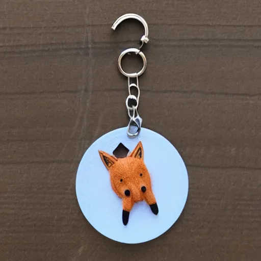 Image similar to little figure of a fox hanging at a keychain