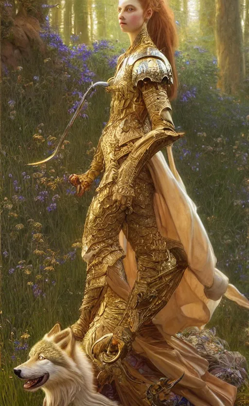 Image similar to highly detailed full body portrait of a enchanted wolf in the form of a beautiful young princess. d & d, art by donato giancola and ruan jia and carl larsson and magali villeneuve. trending on artstation, intricate details, energetic composition, golden ratio, concept art, illustration, elegant art