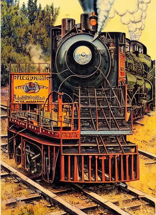 Image similar to old west steam locomotive train. portrait by jean giraud and anton otto fischer and john philip falter and will eisner and gil elvgren