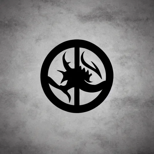 Prompt: hyper minimalist post apocalyptic insignia logo of a future utopian faction, ruled by dragons, designed by dragons, sleek clean lines, sci fi flag, original, utopian dragon kingdom