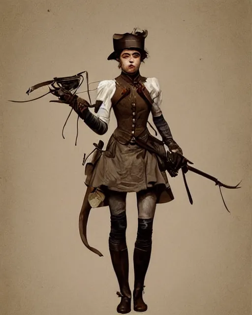 Image similar to hyper realistic photo of victorian hunter girl full body, cinematic, artstation, cgsociety, greg rutkowski, james gurney, mignola, craig mullins, jean baptiste monge, brom