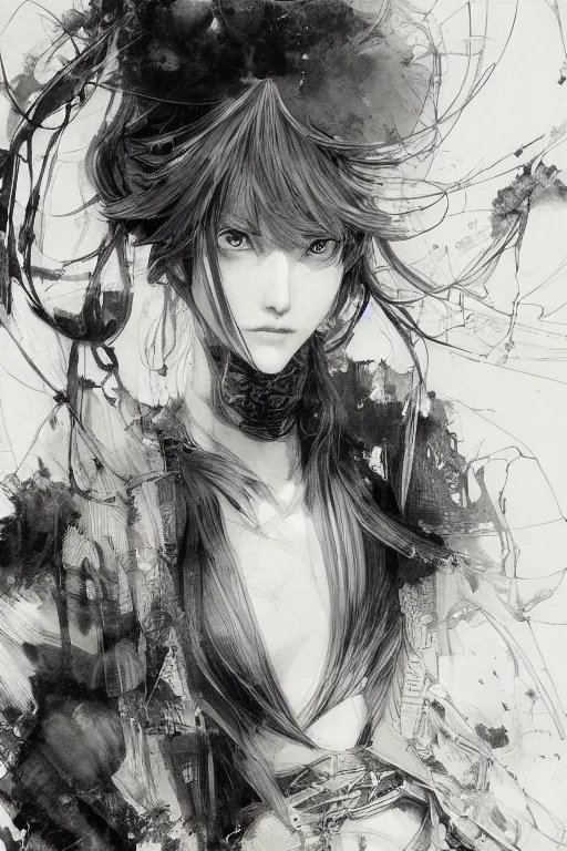 Image similar to portrait of anime woman, pen and ink, intricate line drawings, by craig mullins, ruan jia, kentaro miura, greg rutkowski