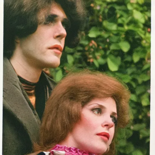 Prompt: a 7 0 s double page spread of a woman looking up at a man. the woman is called carmen and the caption how did i manage without carmen before. colour hi - def photo