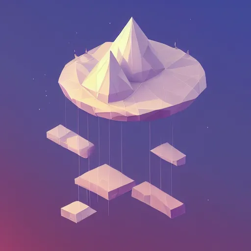 Prompt: floating island in the sky, low poly, isometric art, 3d art, high detail, artstation, concept art, behance, ray tracing, smooth, sharp focus, ethereal lighting