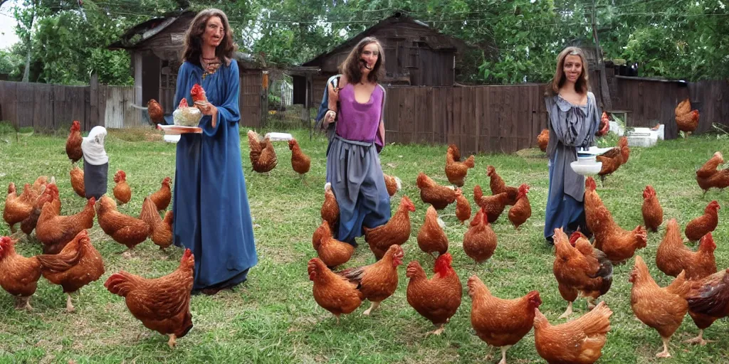 Image similar to Jesus is feeding the chickens