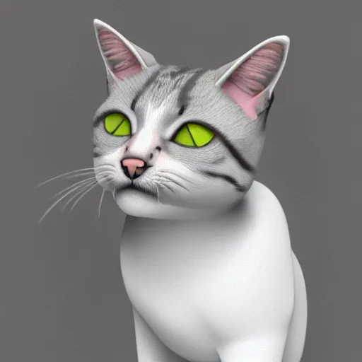 Prompt: low poly render of a cat on a white background isometric 3D Utra HD