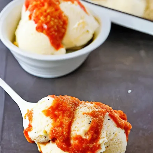 Prompt: chicken parmesan icecream