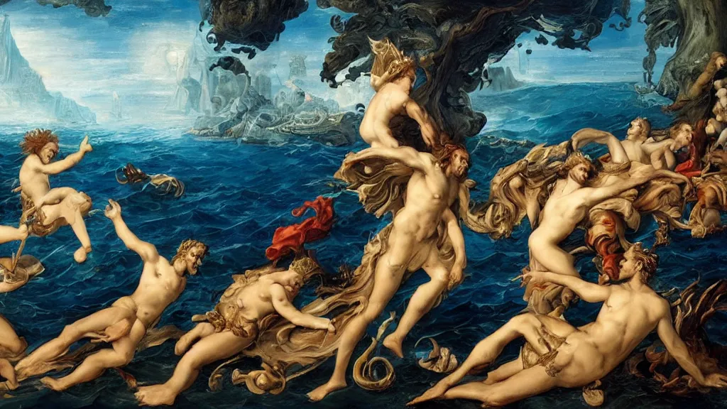 Image similar to epic masterpiece of Oceanus begetting Oceanus mythological