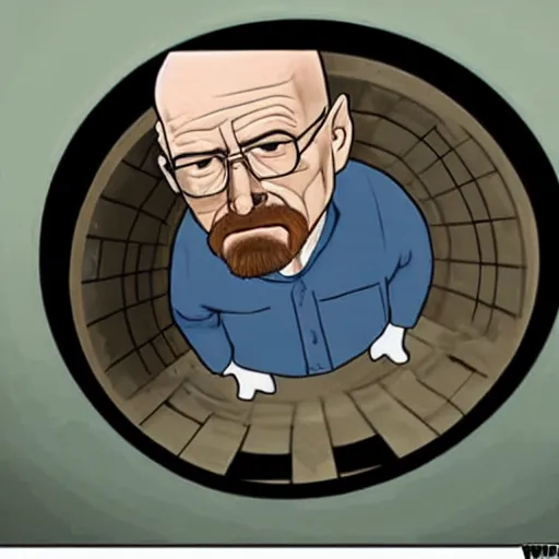 Image similar to Walter white halfway in a sewer