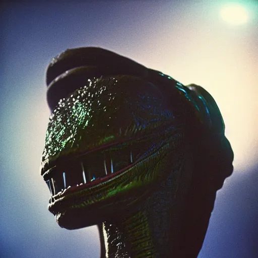 Prompt: alien celebrating may 9 th top secret style, realistic photo, cinestill 8 0 0 t, 1 9 7 0 s, color