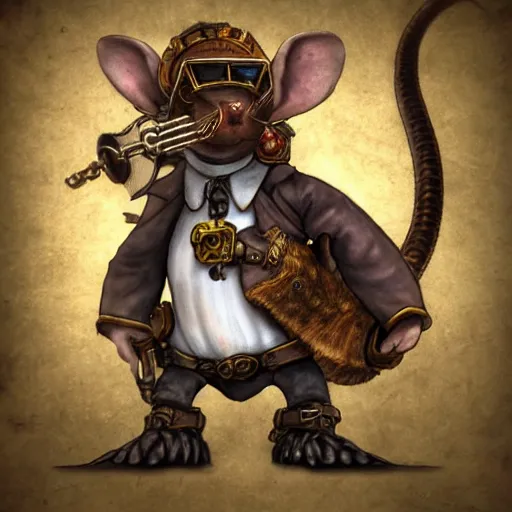 Prompt: a rat with steampunk googles, from Lineage 2