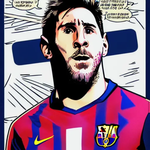 Prompt: comic book artwork of Messi as Robin