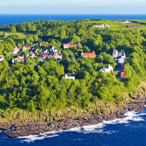 Image similar to the island of bornholm seen from a satellite. people are partying