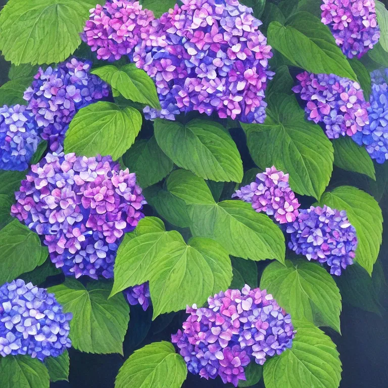 Image similar to a beautiful painting of hydrangea, clematis theme logo, clematis theme banner, clematis design, clematis in the deep sea, clematis like stars in the sky, hydrangea, trending on artstation, warm light, lovely and cute, fantasy art, 8 k resolution, highly detailed