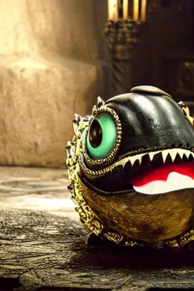 Image similar to very very intricate photorealistic photo of a chain chomp in an episode of game of thrones, photo is in focus with detailed atmospheric lighting, award - winning details