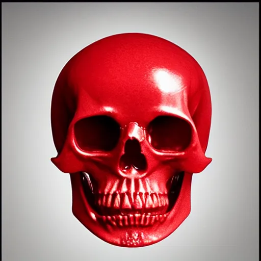 Image similar to transparent red liquid inside in a transparent skull, alexander mcqueen