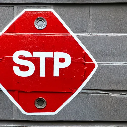 Prompt: stop sign spray painted on a wall